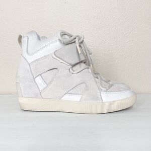 Sorel Out n About Sport Wedge Boots 7 Sneaker Booties White Sea Salt Suede